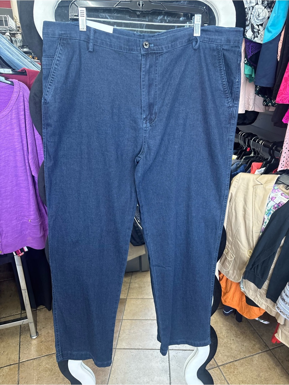Straight Leg Women's Jeans - Dark Blue